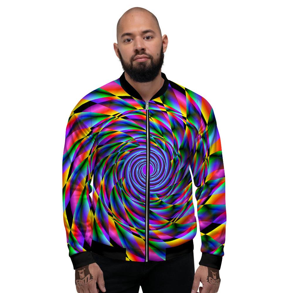 Motion Psychedelic Illusory Print Men's Bomber Jacket-grizzshop