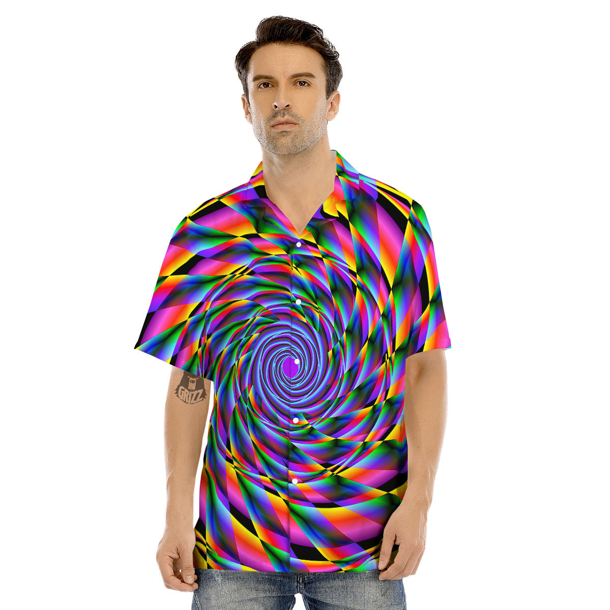 Motion Psychedelic Illusory Print Men's Hawaiian Shirt-grizzshop