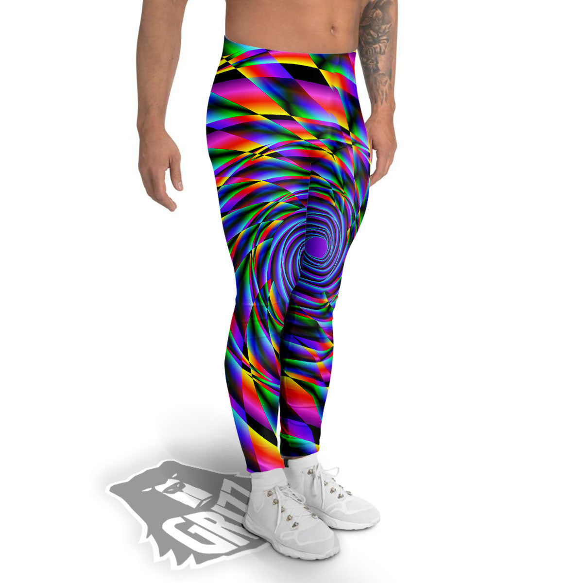 Motion Psychedelic Illusory Print Men's Leggings-grizzshop
