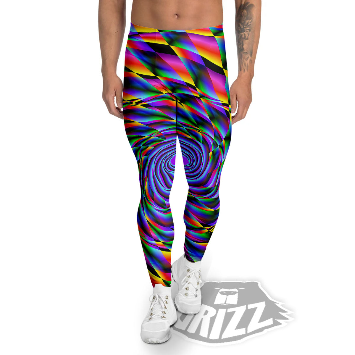 Motion Psychedelic Illusory Print Men's Leggings-grizzshop
