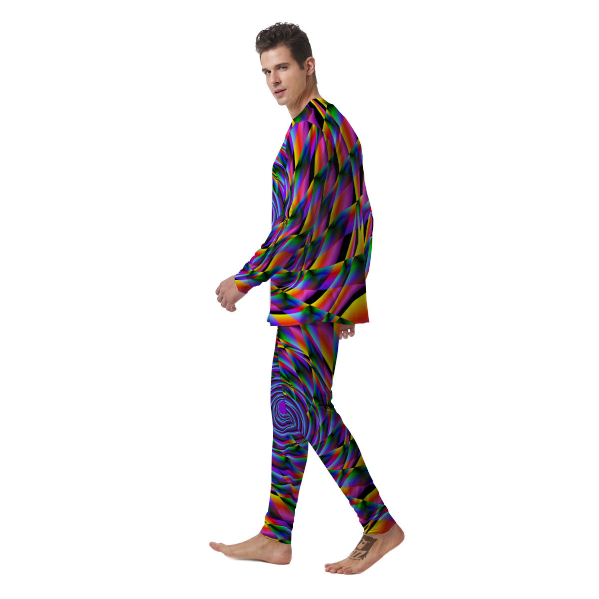 Motion Psychedelic Illusory Print Men's Pajamas-grizzshop