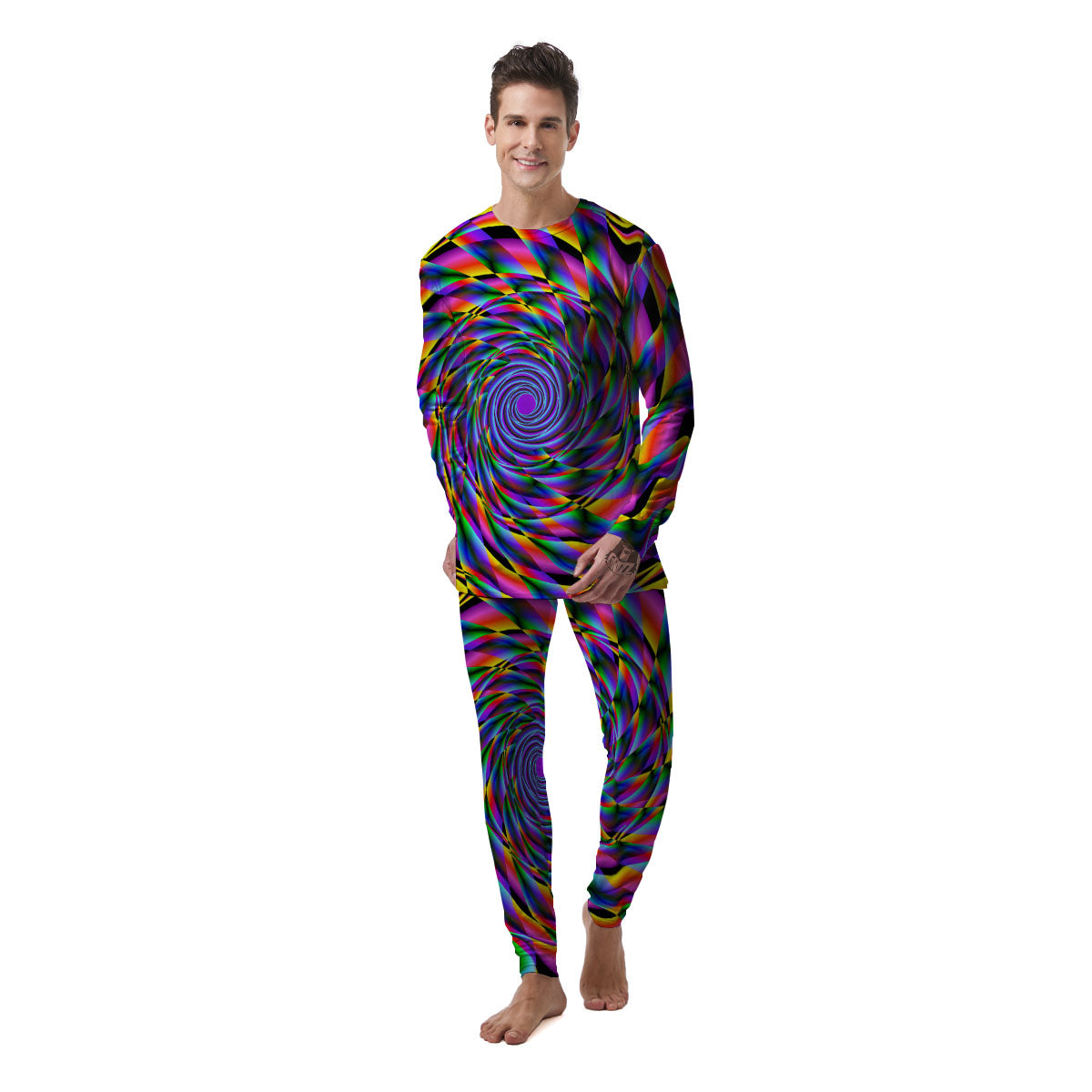 Motion Psychedelic Illusory Print Men's Pajamas-grizzshop
