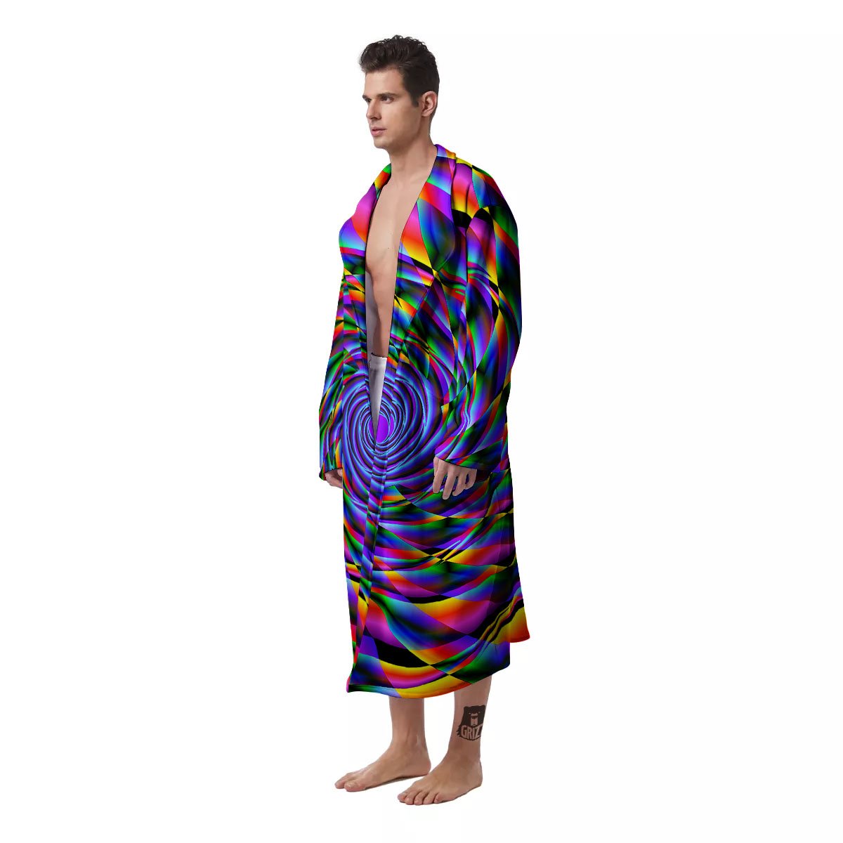 Motion Psychedelic Illusory Print Men's Robe-grizzshop