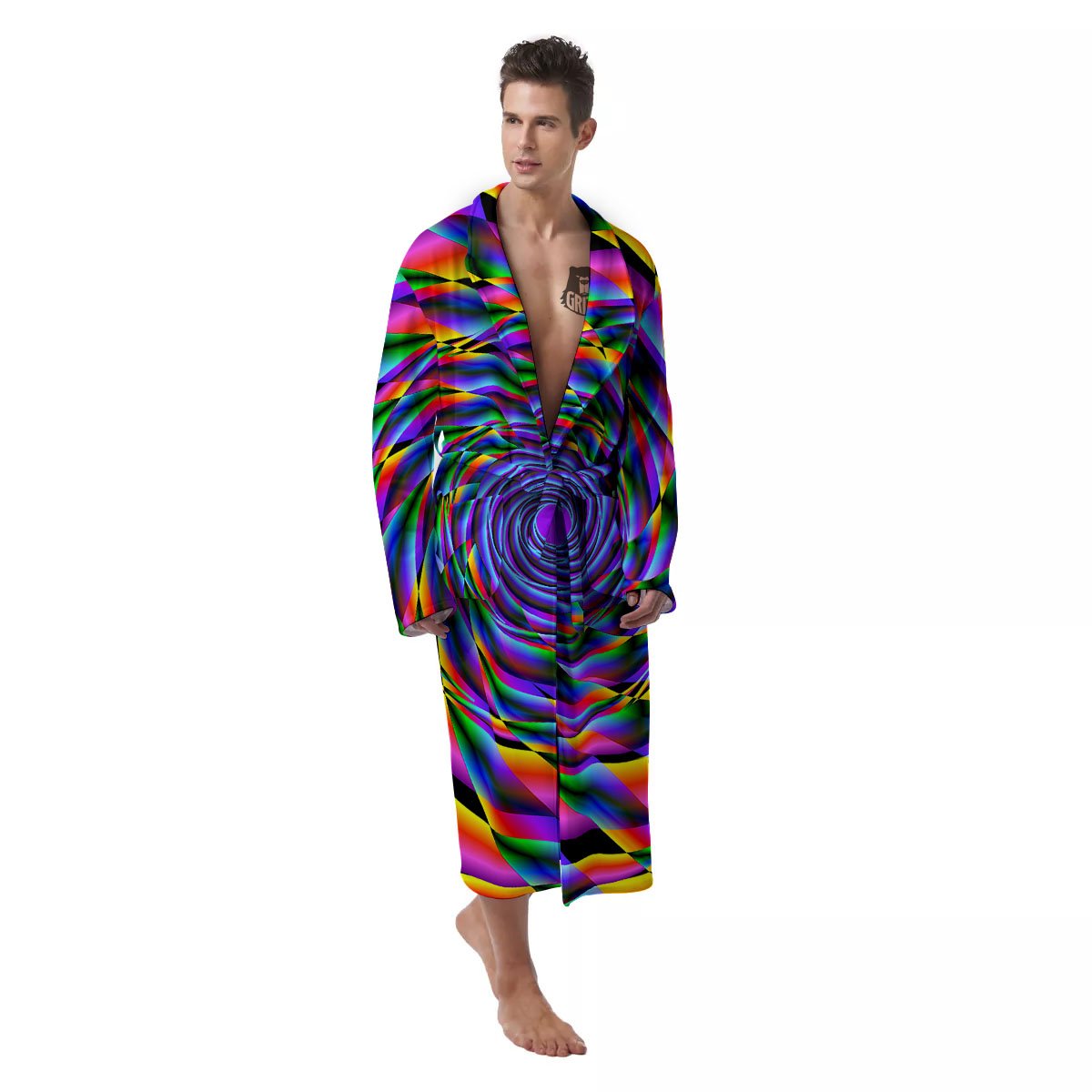Motion Psychedelic Illusory Print Men's Robe-grizzshop