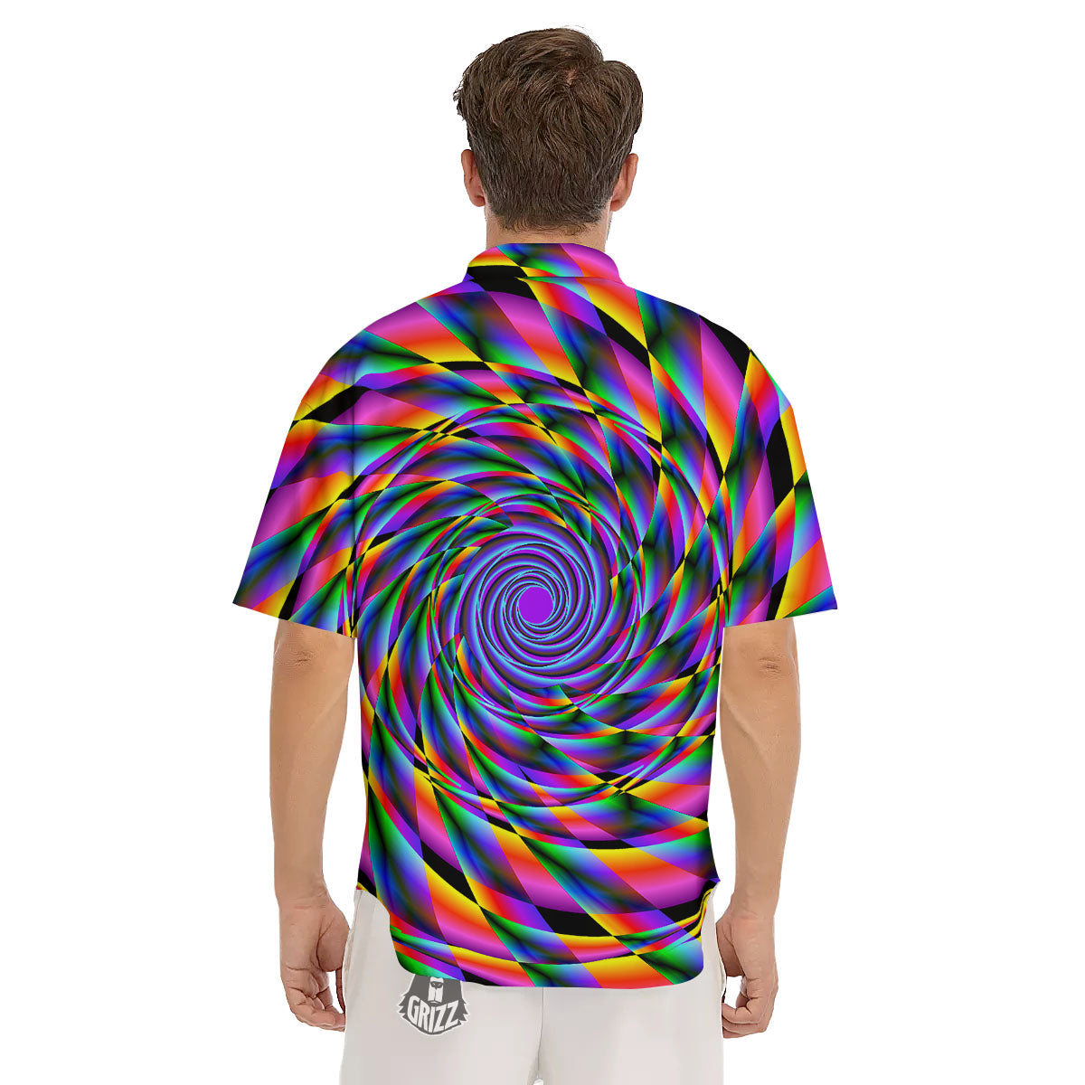 Motion Psychedelic Illusory Print Men's Short Sleeve Shirts-grizzshop