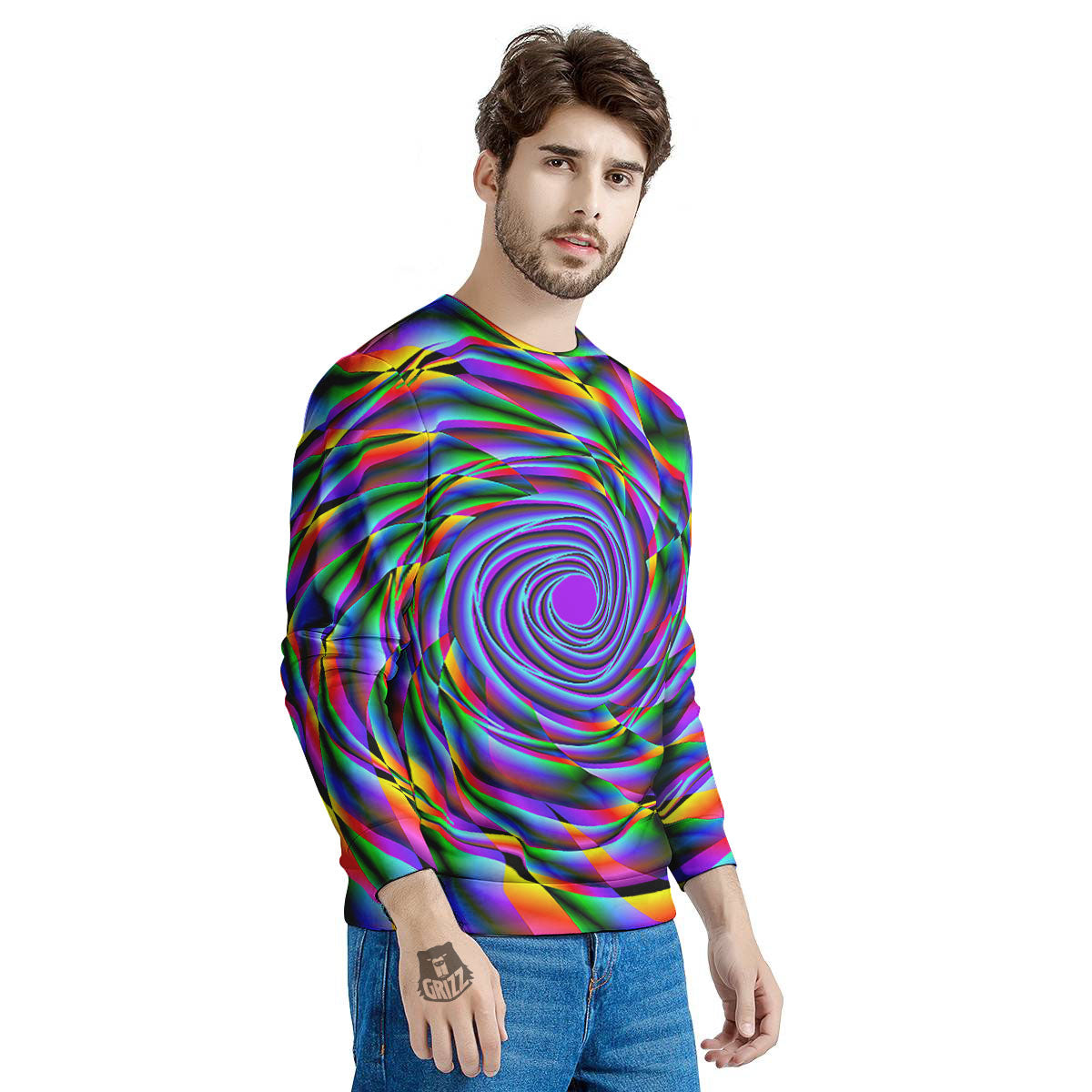 Motion Psychedelic Illusory Print Men's Sweatshirt-grizzshop