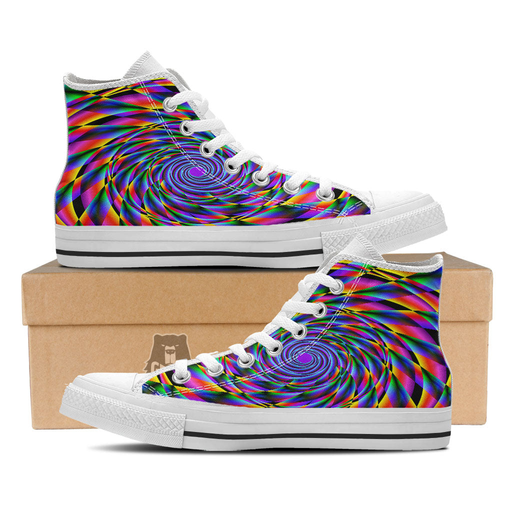 Motion Psychedelic Illusory Print White High Top Shoes-grizzshop