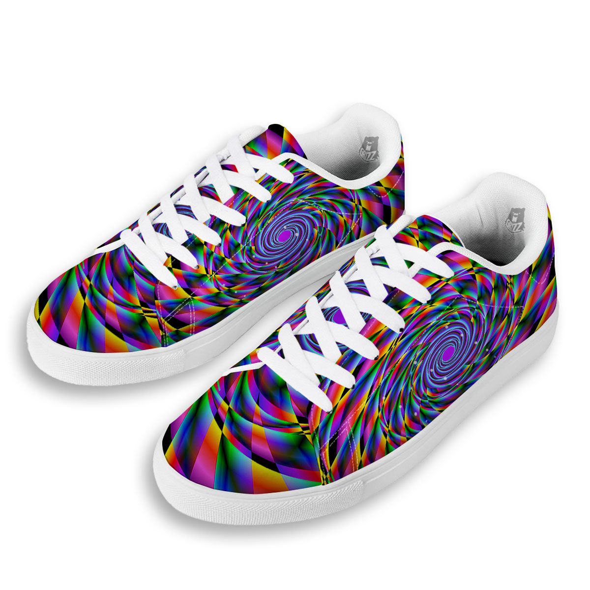 Motion Psychedelic Illusory Print White Low Top Sneakers-grizzshop