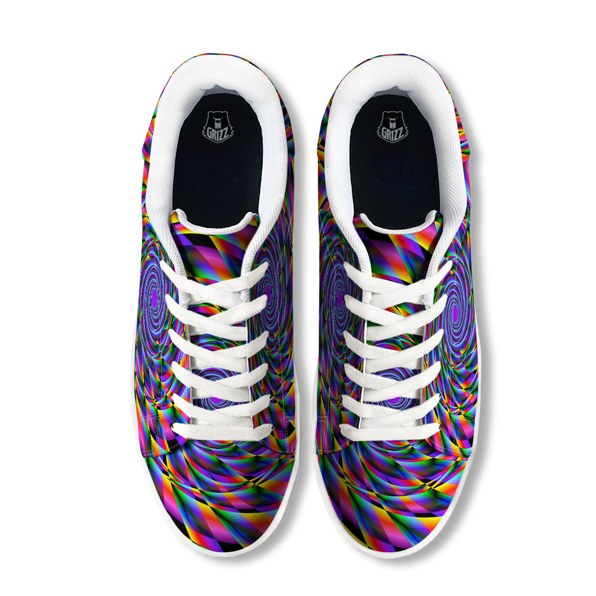 Motion Psychedelic Illusory Print White Low Top Sneakers-grizzshop