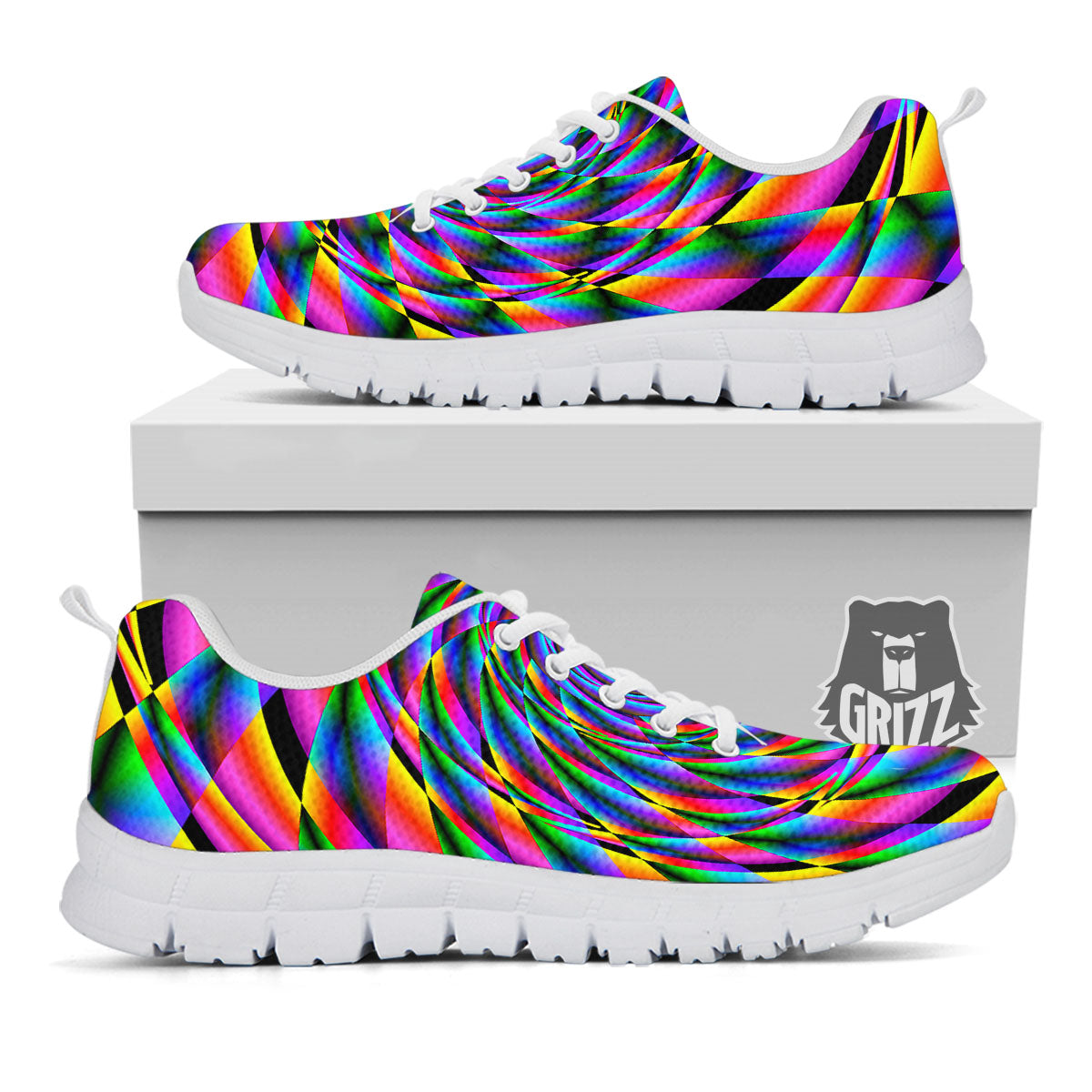 Motion Psychedelic Illusory Print White Sneaker-grizzshop