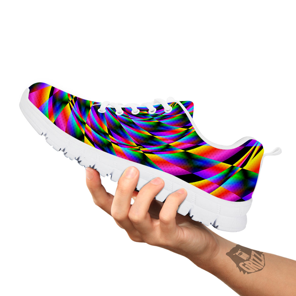 Motion Psychedelic Illusory Print White Sneaker-grizzshop