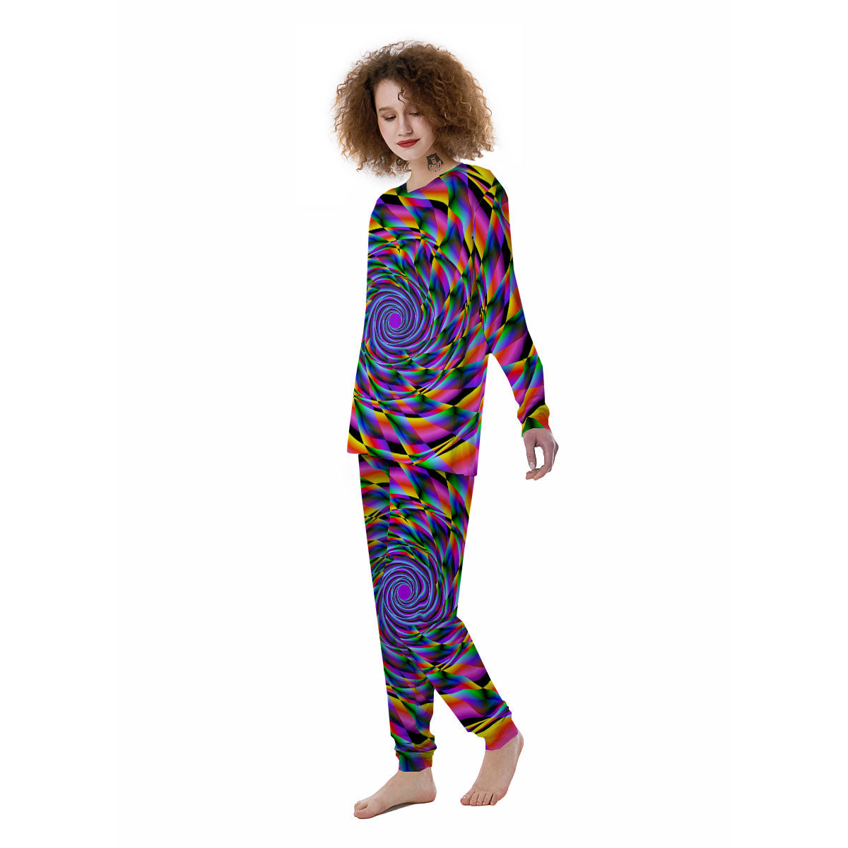 Motion Psychedelic Illusory Print Women's Pajamas-grizzshop