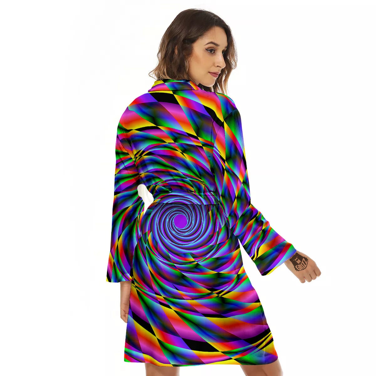 Motion Psychedelic Illusory Print Women's Robe-grizzshop
