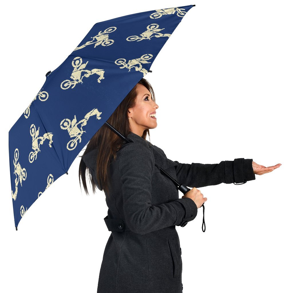 Motocross Pattern Print Automatic Foldable Umbrella-grizzshop