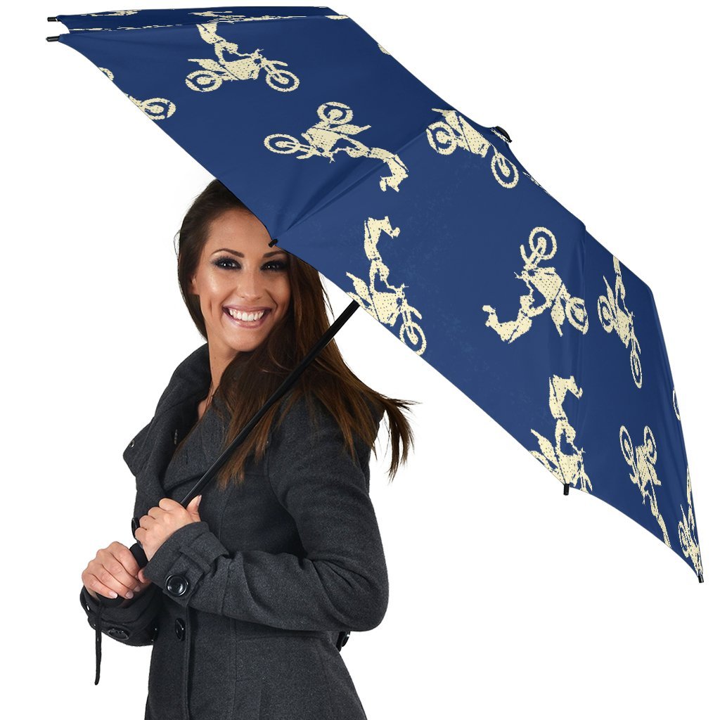 Motocross Pattern Print Automatic Foldable Umbrella-grizzshop