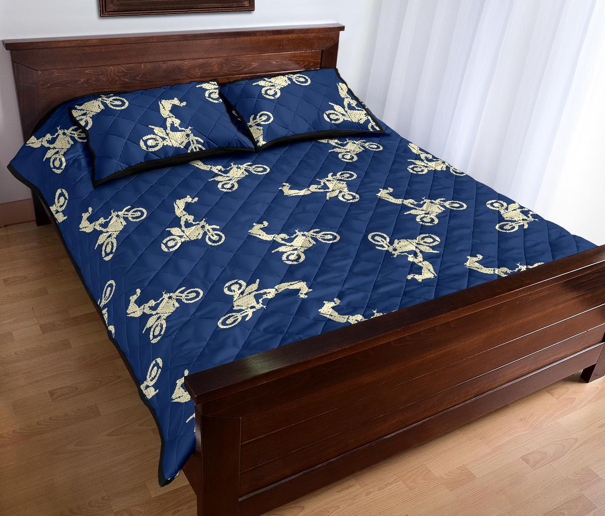 Motocross Pattern Print Bed Set Quilt-grizzshop