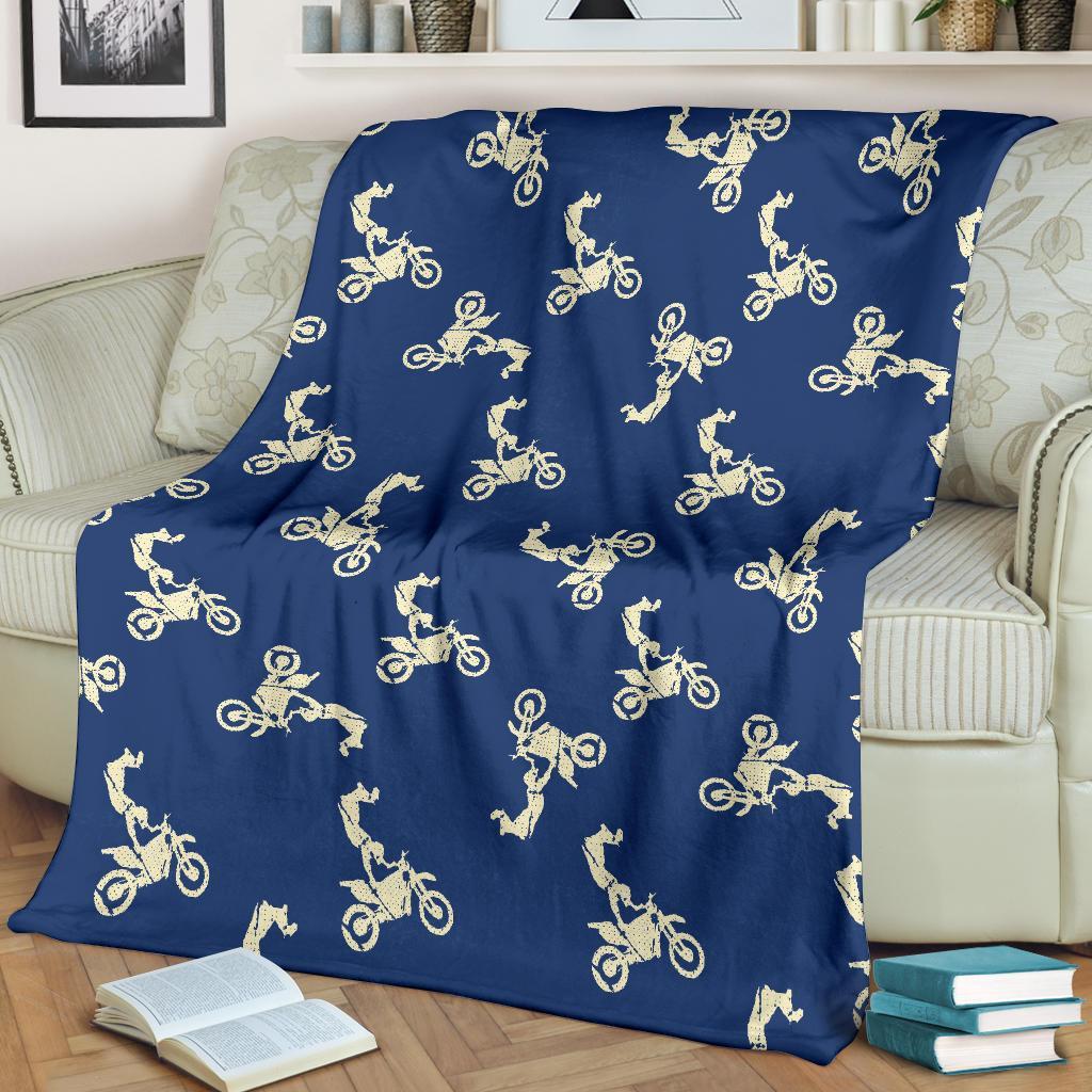 Motocross Pattern Print Blanket-grizzshop