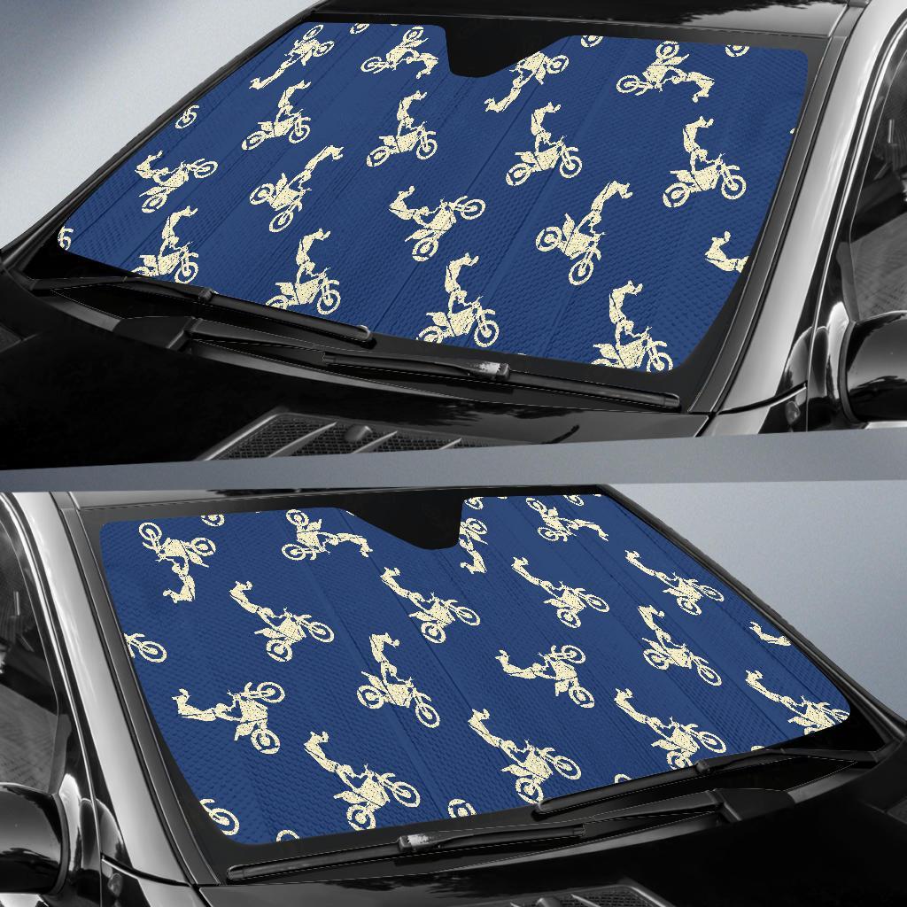 Motocross Pattern Print Car Sun Shade-grizzshop