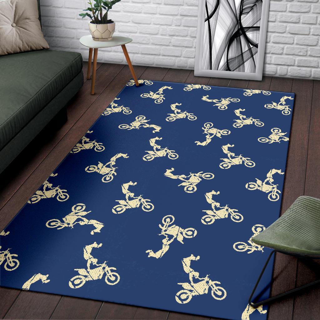 Motocross Pattern Print Floor Mat-grizzshop