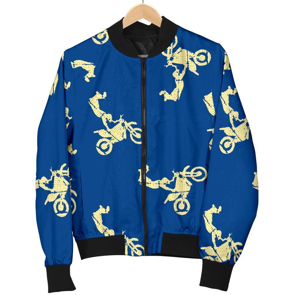 Motocross Pattern Print Men's Bomber Jacket-grizzshop