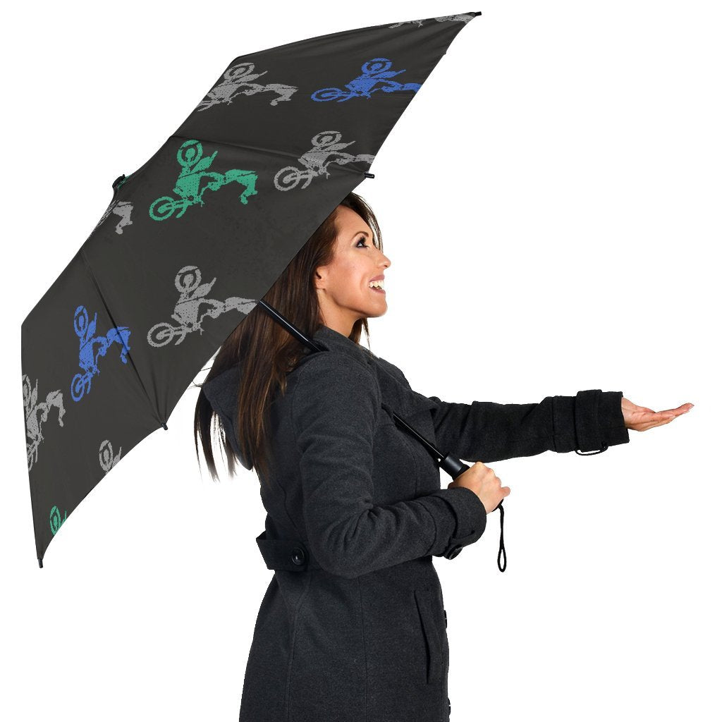 Motocross Print Pattern Automatic Foldable Umbrella-grizzshop