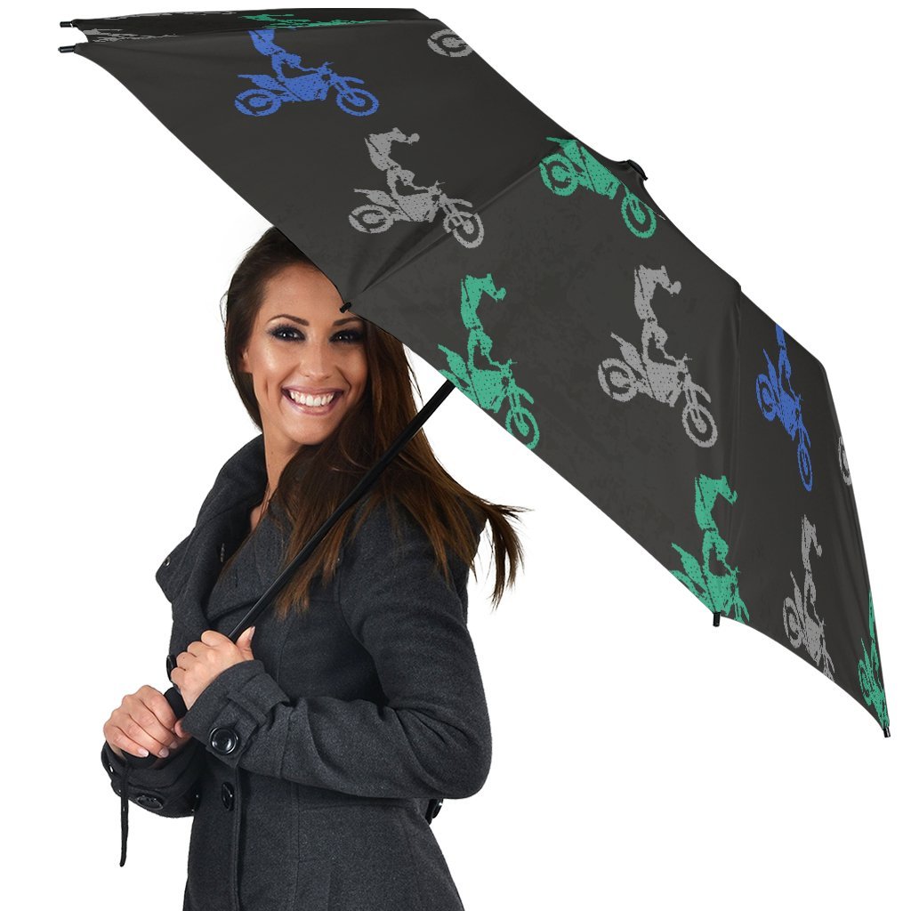 Motocross Print Pattern Automatic Foldable Umbrella-grizzshop