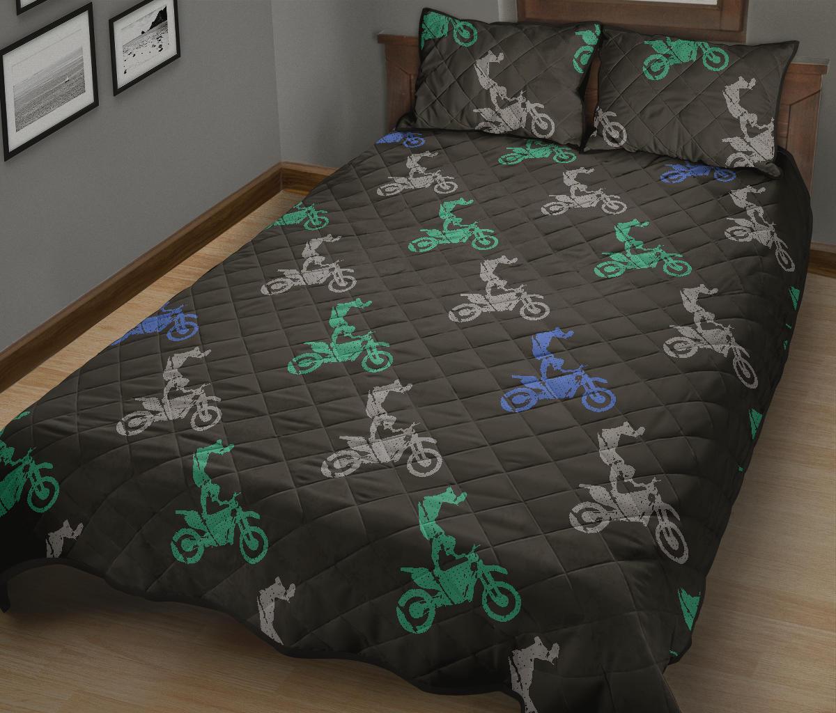 Motocross Print Pattern Bed Set Quilt-grizzshop