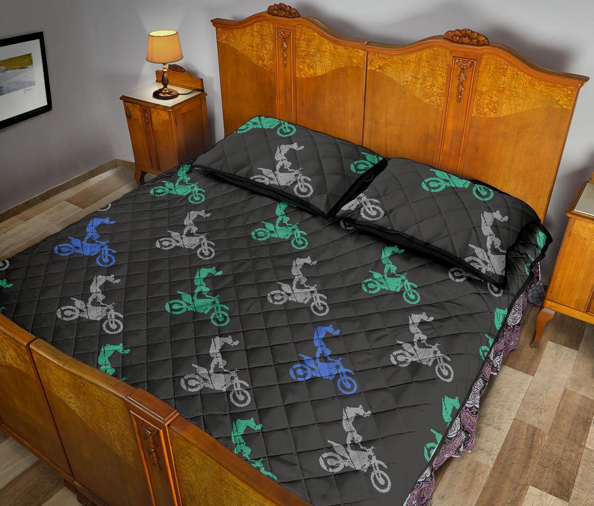 Motocross Print Pattern Bed Set Quilt-grizzshop