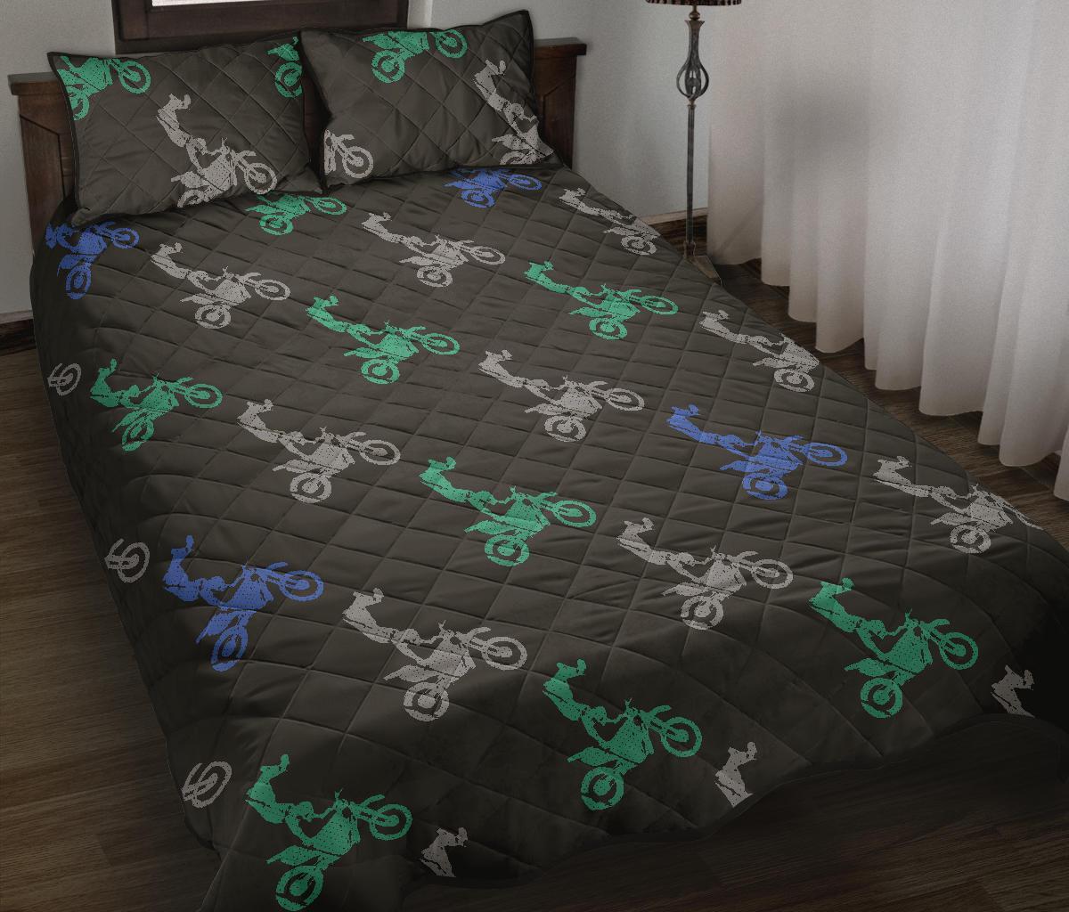 Motocross Print Pattern Bed Set Quilt-grizzshop