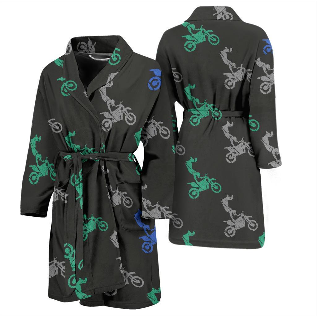 Motocross Print Pattern Men Long Robe-grizzshop