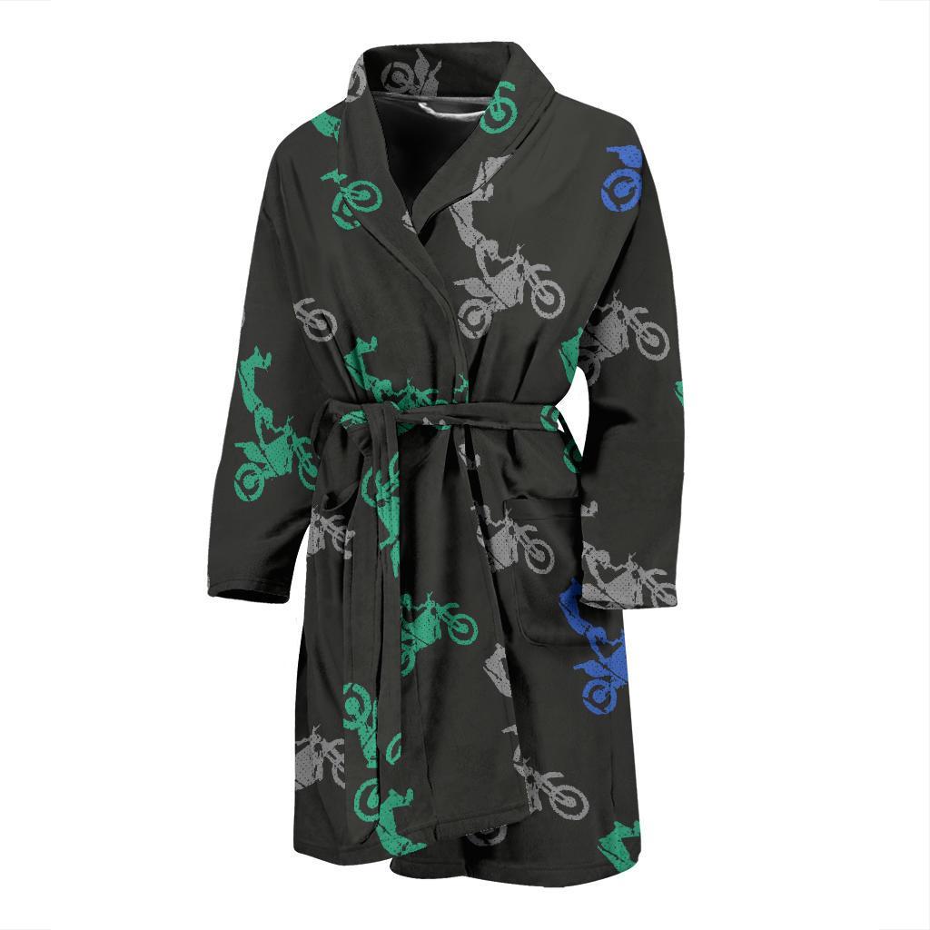 Motocross Print Pattern Men Long Robe-grizzshop