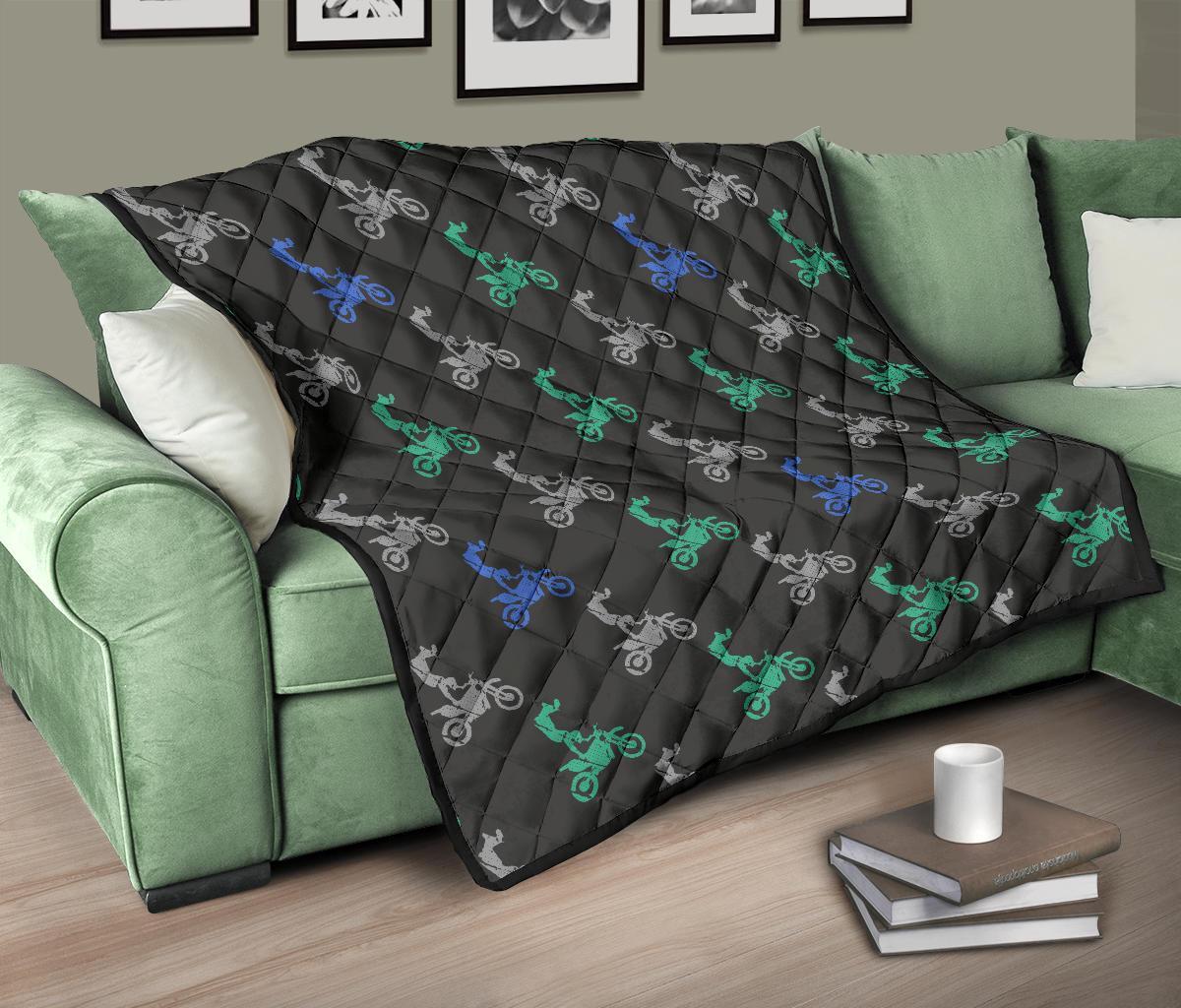 Motocross Print Pattern Quilt-grizzshop