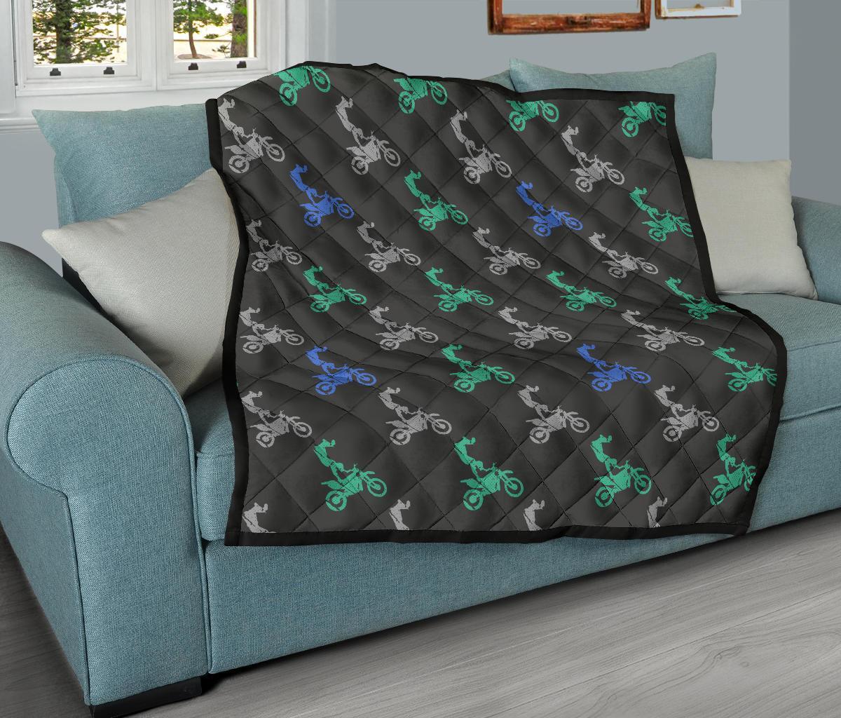 Motocross Print Pattern Quilt-grizzshop