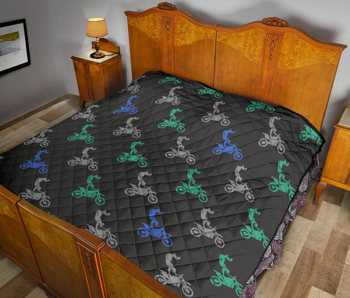 Motocross Print Pattern Quilt-grizzshop