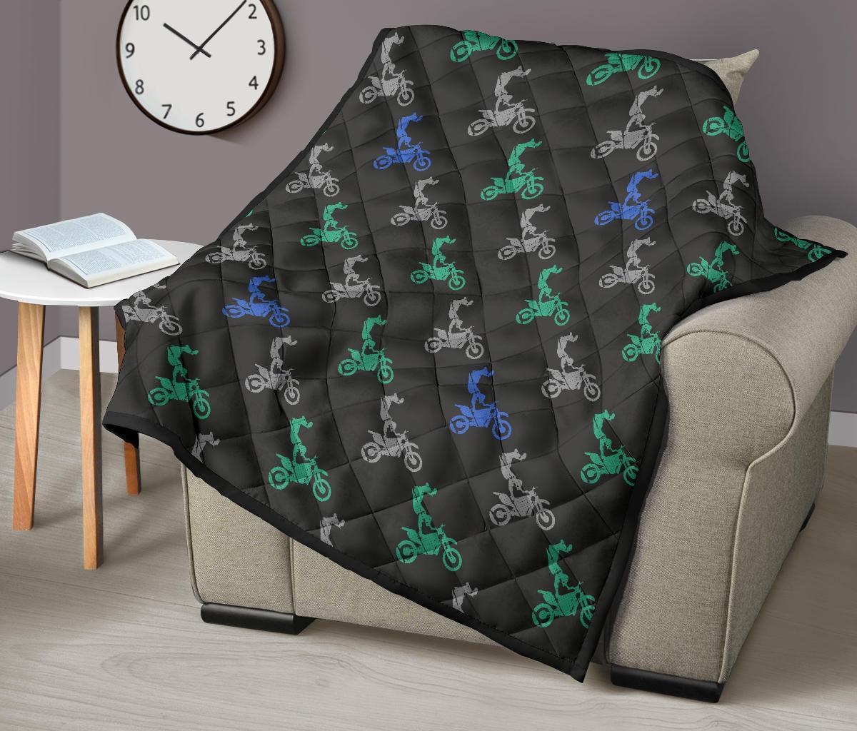 Motocross Print Pattern Quilt-grizzshop
