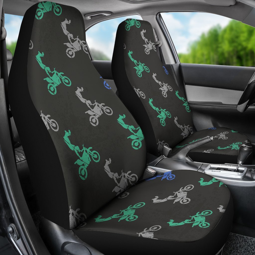 Motocross Print Pattern Universal Fit Car Seat Covers-grizzshop