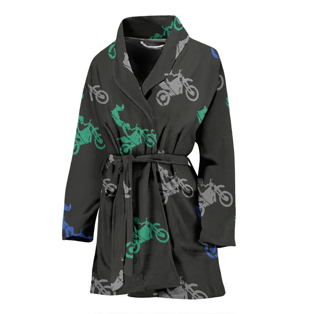 Motocross Print Pattern Women Long Robe-grizzshop