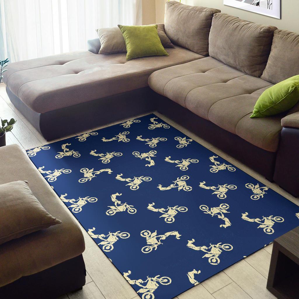Motocross Pattern Print Floor Mat-grizzshop