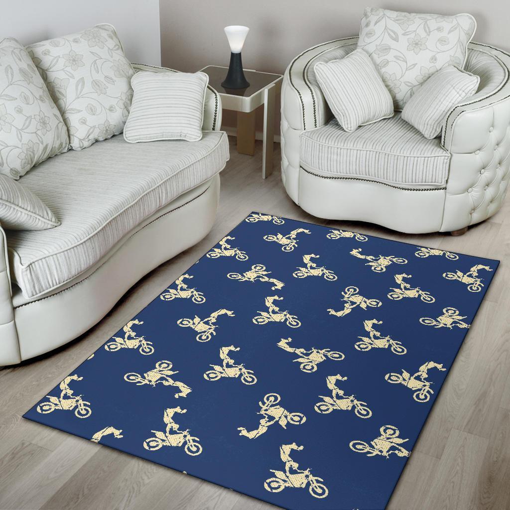 Motocross Pattern Print Floor Mat-grizzshop