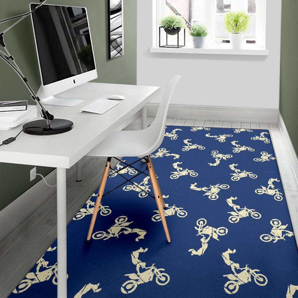 Motocross Pattern Print Floor Mat-grizzshop