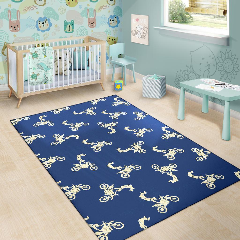 Motocross Pattern Print Floor Mat-grizzshop