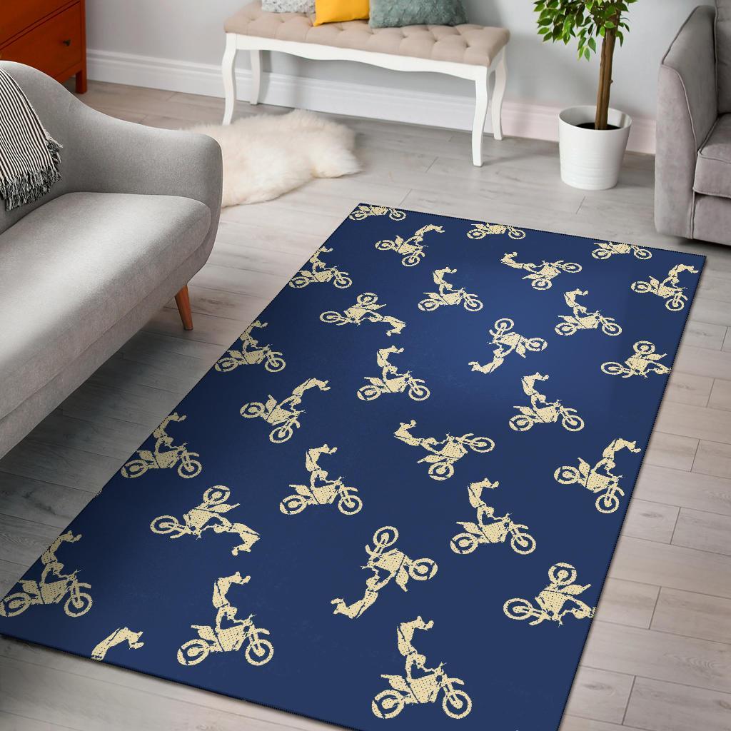 Motocross Pattern Print Floor Mat-grizzshop