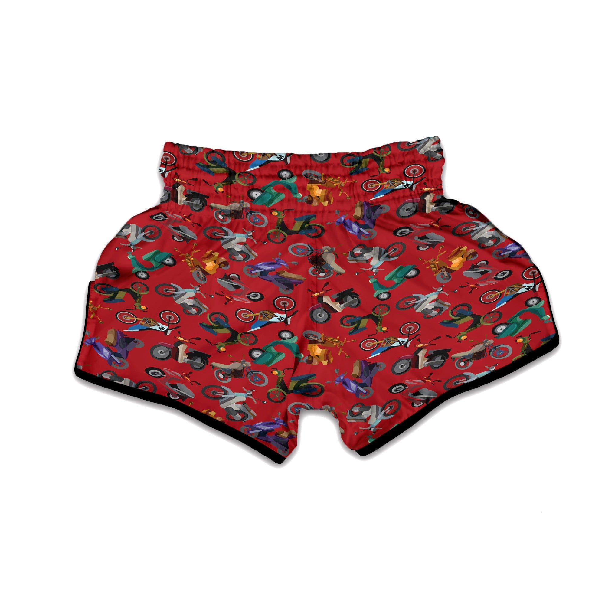 Motorcycle And Red Print Pattern Muay Thai Boxing Shorts-grizzshop