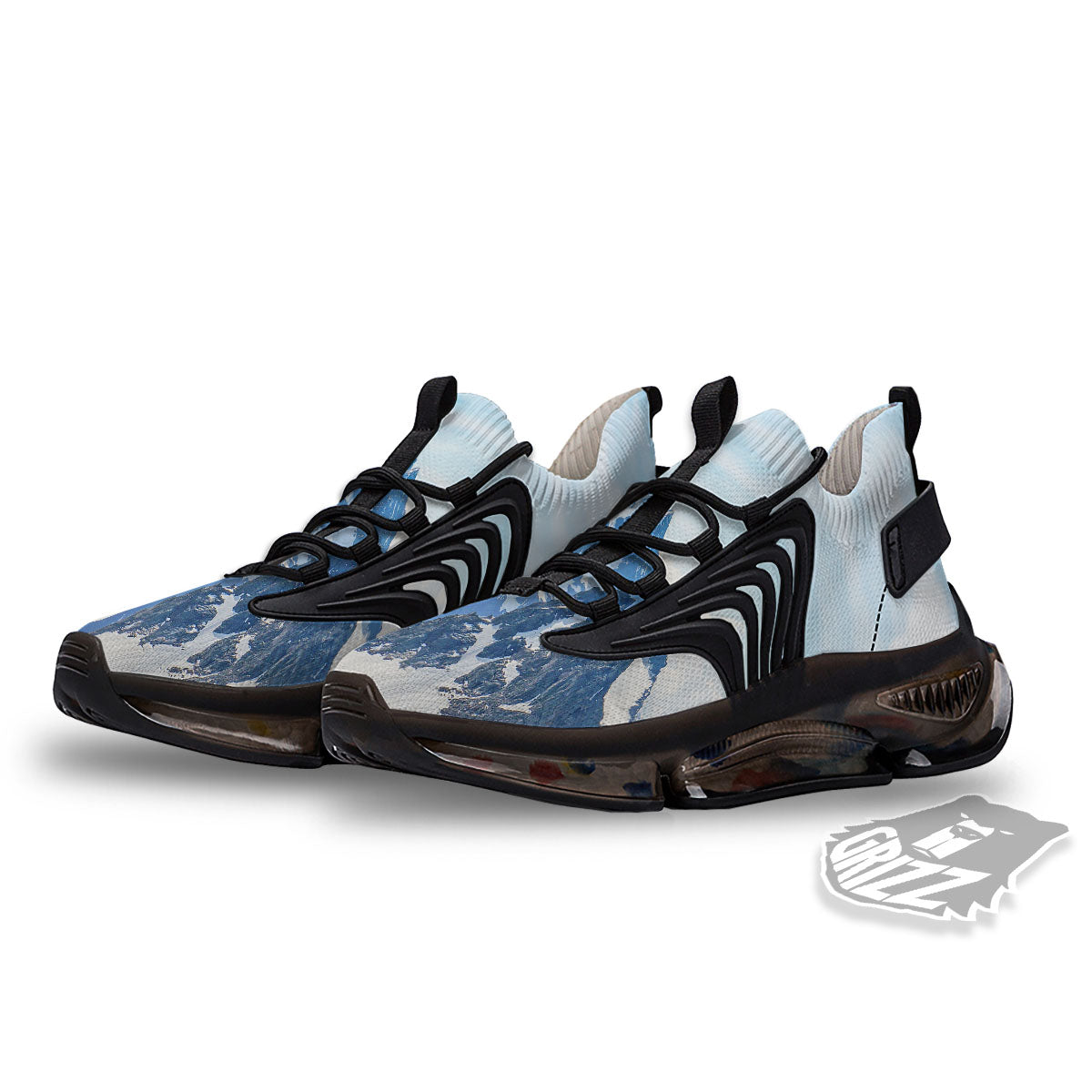 Mountain Alps Print Black Gym Shoes-grizzshop