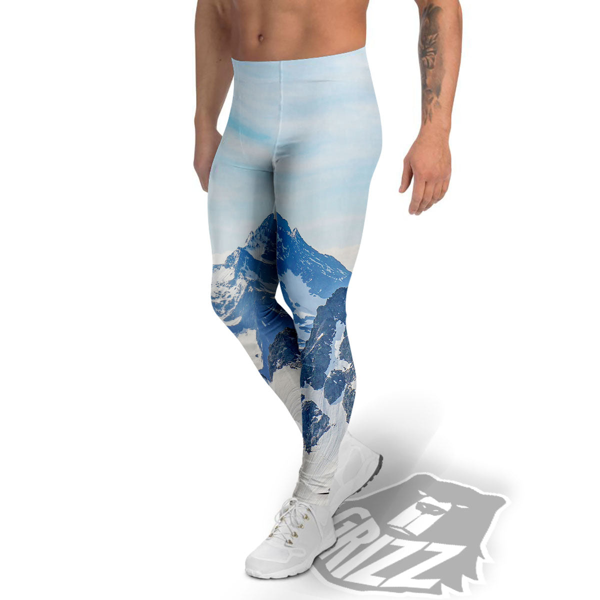 Mountain Alps Print Men's Leggings-grizzshop