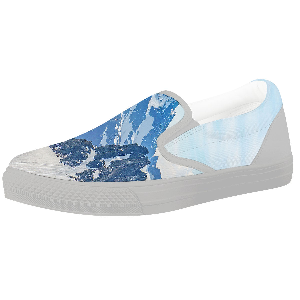 Mountain Alps Print White Slip On Shoes-grizzshop