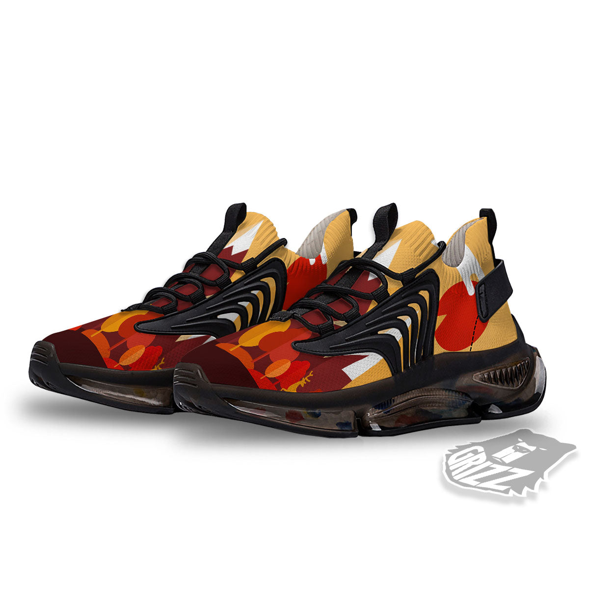 Mountain Autumn Print Black Gym Shoes-grizzshop