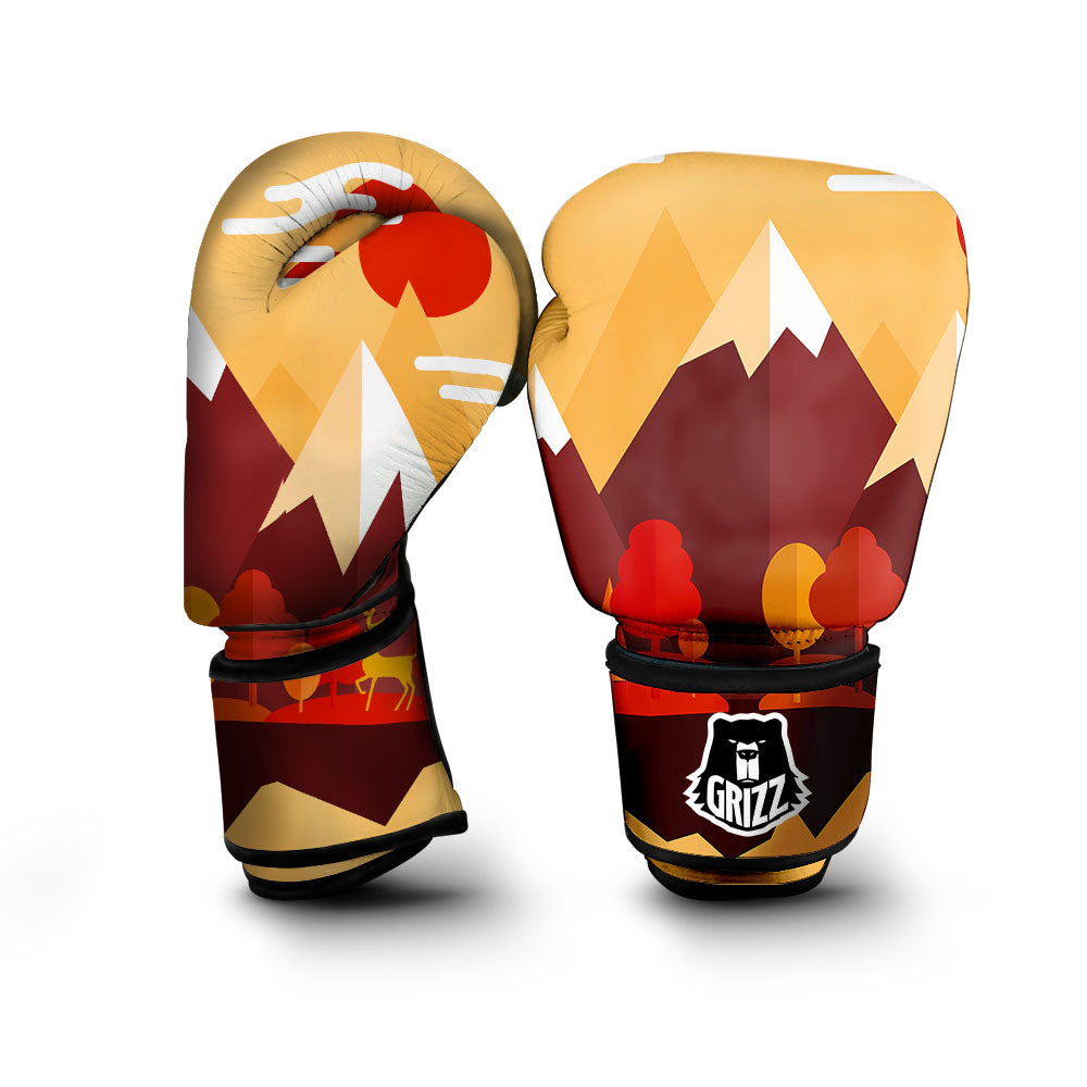 Mountain Autumn Print Boxing Gloves-grizzshop