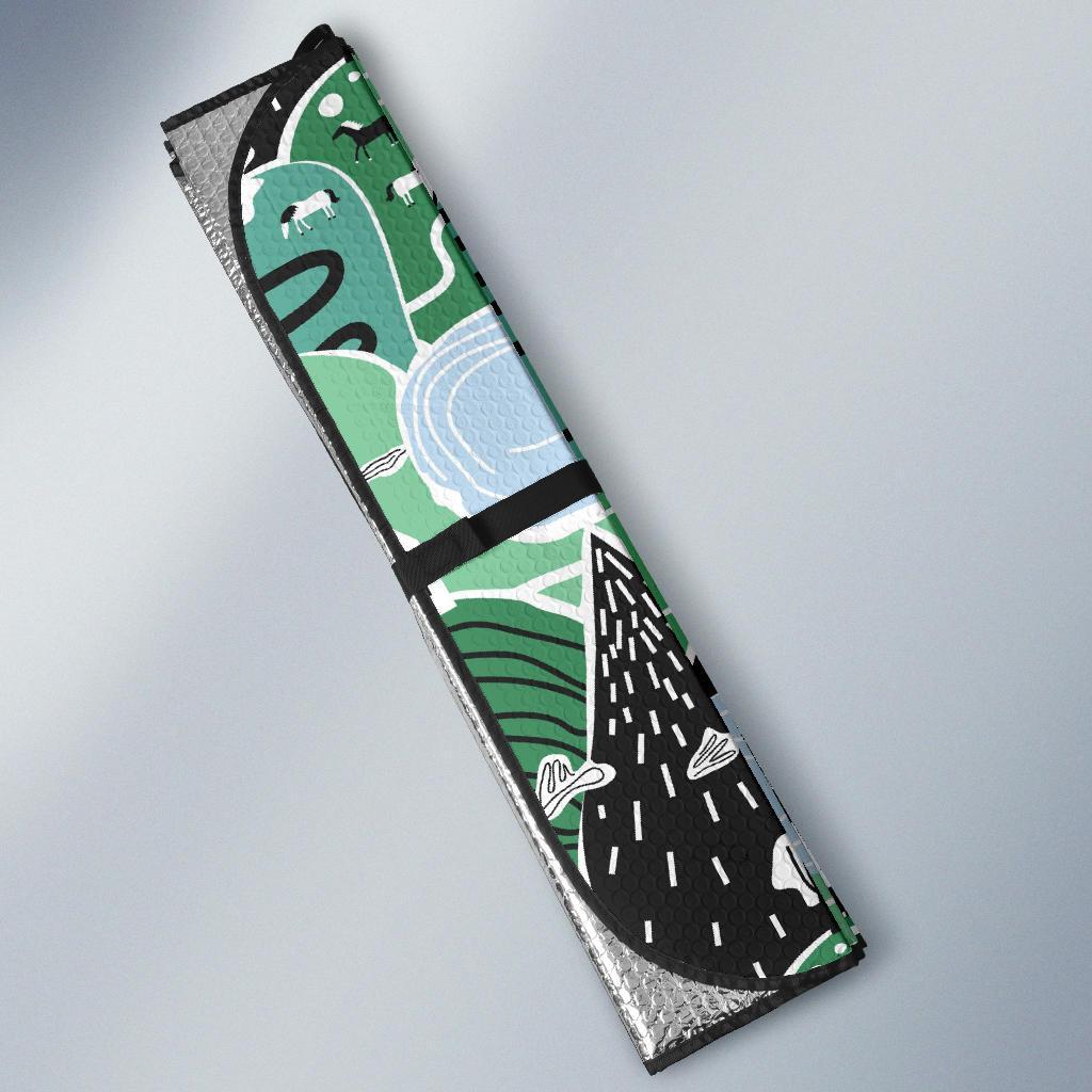 Mountain Cartoon Pattern Print Car Sun Shade-grizzshop