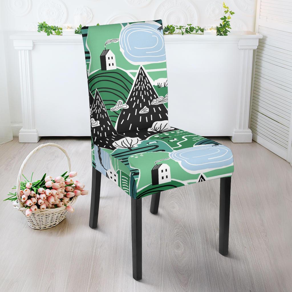 Mountain Cartoon Pattern Print Chair Cover-grizzshop